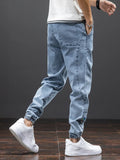 Eoior Spring Summer Black Blue Cargo Jeans Men Streetwear Denim Jogger Pants Men Baggy Harem Jean Trousers Plus Size 6XL 7XL 8XL