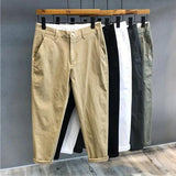 Eoior  Autumn Winter Men's Korean Fashion Casual Thin Small Straight Leg Korean Loose Crop Pants Comfortable Versatile Pants