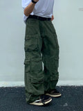 Spring Cargo pants New Popular Rice White Multi-pockets Overalls Harajuku stays Men Loose Casual Trousers Straight Mopping Pants