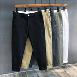 Eoior  Autumn Winter Men's Korean Fashion Casual Thin Small Straight Leg Korean Loose Crop Pants Comfortable Versatile Pants