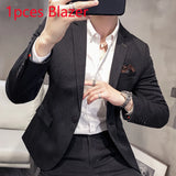 25 Colors Blazer S-7XL New Wedding Dress Formal Business Slim Mens Suit Jacket Plaid Striped Solid Color Blazer 1 Pcs