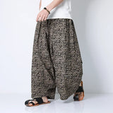 Eoior   Men's Loose Crossover Pants Chinese Style Retro Casual Wide Leg Pants Large Size Men's Graphic Trousers Hip Hop Clothing