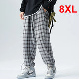 Eoior Men's Plaid Pants Fashion Casual Sweatpants Men Spring Joggers Male Elastic Waist Trousers Mens Jogging Pants Plus Size 8XL