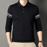 Eoior Spring and Autumn POLO Shirt Men's Leading Polo Neck Long Sleeve T-shirt Trend Bottoming Shirt Casual Solid Color Simple Top