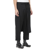 Eoior  Men's Fashion Double Layer Skirts Pants New Trend Dark Deconstructed Pleated Trousers Straight Leg Pants Genderless Streetwear