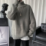 Eoior Autumn Winter Mens Casual Turtleneck Pullover Men's Long Sleeve Rollneck Sweater Korean Style Fashion Warm Knitted Sweater