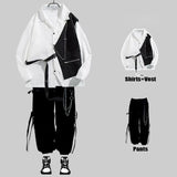  Men's Sets Cargo Pants Men's Shirt Kit Long Sleeve Shirts Korean Streetwear Hip Hop Harajuku Spring