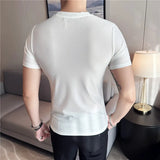 Eoior Men T Shirt  Summer New Thin Ice Silk Solid Casual Short Sleeved Elastic Slim Fit T-shirt Tops Korean Fashion Men Clothing