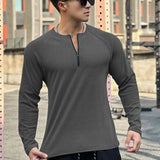 Eoior  Loose T-Shirts Casual Men's Clothing 2024 Exercise Breathable Long Sleeves Run Sportswear Zipper T-Shirt Man Clothes Large Size