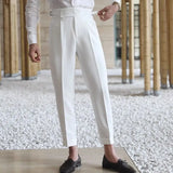 Straight Man Suits Pants Social Tailoring Business High Waist Trousers for Men Summer Formal New in Work Wear Elegant Up