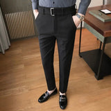 Eoior Men's Fall and Winter Casual Pants Korean Thickened Pants Suit Pants Male Slim Business Pants Men's Winter Grinding Men's Pants