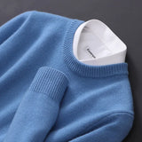 Eoior  Cashmere Sweater O-neck Pullovers Men's Loose Oversized M-5XL Knitted Bottom Shirt Autumn Winter New Korean Casual Men Top