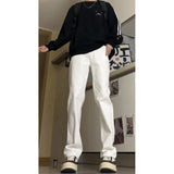 Eoior Spring stretch jeans Men's American High street wash straight leg white pants