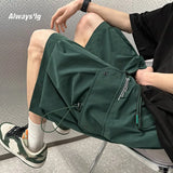 Eoior  Men's Shorts Japanese Style Hip Hop Streetwear Wide Knee Length Cargo Pants  New Summer Big Size Male Trunks