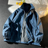 Eoior  Mens Jacket Windproof Letter Embroidery Oversized Unisex Coats Fashion Clash Colour Zipper Design Male Outerwear