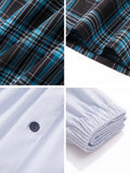 6 Pcs Boxer Shorts Casual Plaid Elastic Waistband Button Mens Boxer Underwear Woven Shorts For Home Random Color