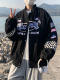 Fashion Streetwear Racer Jackets Men Women Y2K HipHop Motorcycle Plaid Vintage Bomber Harajuku Autumn Jackets Coat