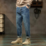 Eoior Baggy Jeans Men Harem Pants Loose Fit Wide Leg Vintage Clothes Casual Male Denim Trousers Streetwear Patched Pockets HipHop Kpop