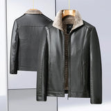 Eoior Extra Fat Extra Size 2024 Men's Leather Coat Winter Middle-aged Fat Man Fur One with Fleece Extra Thick Lapel Warm Leather Coat