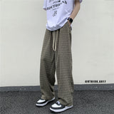 Summer/Autumn Plaid Pants Men Loose Casual Straight Trousers for Male/Female Harajuku Hip-hop Streetwear Wide-leg Mopping Pants