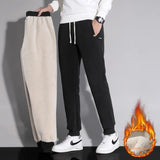 Eoior Men's Autumn Warm Cotton Pants Classic Solid Color Vacation Casual Pants High Quality Snow Hiking Windproof Pants Large Size 8XL