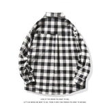 Eoior  Vintage Blue Black Plaid Shirt Coat For Men New Harajuku Loose Long Sleeve Shirts Unisex Casual Blouses Male Cardigan