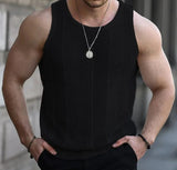 Men's Summer Tank Top Lace Hollow Out Sleeveless Shirts Male Summer Clothing Slim Fit Gym Clothes Workout Solid Vest Tops