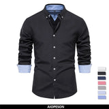 Eoior  New Autumn Cotton Men's Oxford Shirt Long Sleeve Button Down Social Business Casual Shirts for Men