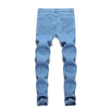 Eoior New Men's Sweatpants Sexy Hole Jeans Pants Casual Autumn Male Ripped Skinny Stretch Trousers Slim Biker Blue Pencil Pants S-3XL