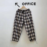 Eoior Black Plaid Joggers Pants Men's Cotton Comfortable Pant Summer Loose Comfortable Casual Trendy Japanese Eight Pant Sweatpants