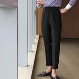 Straight Man Suits Pants Social Tailoring Business High Waist Trousers for Men Summer Formal New in Work Wear Elegant Up