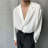 Eoior  2024 Men Casual Shirt Solid Color Lapel Button Long Sleeve Fashion Tops Streetwear Loose Leisure Camisa Masculina S-2XL