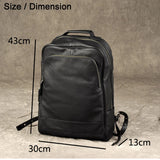 Eoior High Quality Fashion Genuine Leather Backpack Men Bagpack Student School Bag Backpack daily male Rucksack large Knapsack Black