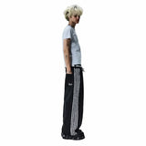 Baggy Jeans  Harajuku Goth Y2k Jeans for Men Black  Striped New Hip Hop Embroidered Wide Leg Denim Pants High Street Streetwear