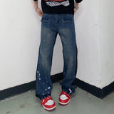 Y2K Streetwear Baggy Ripped Jeans Pants Men Designer Clothes Washed Blue Straight Hip Hop Denim Trousers Ropa Hombre