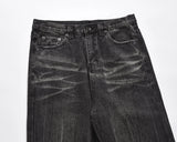 High Street Washed Baggy Casual Hole Feet Flare Jeans Men's Y2K Straight Vintage Distressed Loose Denim Trousers Oversize Cargos