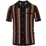 Luxury Shirts Men Social Evening Shirts Summer Shorts Slim Tops 2024 Lapel Button Stripe Fashion Blouse Male Designer Knitted
