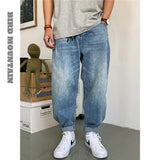 Spring Autumn Japanese Streetwear Retro Casual Denim Cargo Pants Men Clothing Loose Straight Harem Trousers Harajuku Jeans