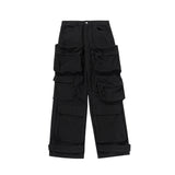 Y2k Multi-pockets Straight Baggy Cargo Pants for Men Pantalones Hombre Black Overalls Streetwear Loose Casual Trousers Oversized