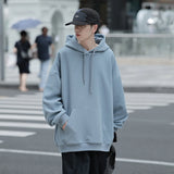 Eoior  Fall Men Solid Color Hoodie Oversized Harajuku Hoooded Sweatshirts Autumn Fashion Men's Pullovers Casual Hip Hop Streetwear