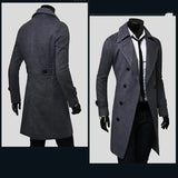 Eoior  Men Double Breasted Trench Coat 2024 Autumn Winter Wool Blend High Quality Fashion Casual Slim Fit Solid Color Male Coat Jacket