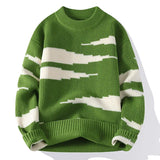 Japanese Retro Colorblocking Pullover Sweater for Men Autumn Winter New Round Neck Sweater Unisex Knit Sweater