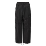 Quick Dry Cargo Pants Mens Loose with Belt Big Pocket Summer Thin Streetwear Y2k Pantalones Street Jogger Black Casual Trousers