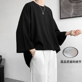 Eoior High Quality Men Oversized Ice Silk T Shirts  Summer Mens Half Sleeve Fashions Harajuku T-Shirt Male Solid Color Daily Tees