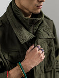 Eoior Men's M-65 Jacket Loose Armbands Double Collar Military Tactical Style Classic Male Outfits