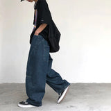 Eoior New Wide Leg Pants Men's Fashion Baggy Solid Color Stitching Trousers Harajuku Casual Loose Oversize Jeans Men Clothing Y2K