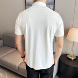 Men Polo ShirtStanding Collar, Summer New Light and Thin Solid Color Casual Short Sleeved T-shirt, Men's Clothing