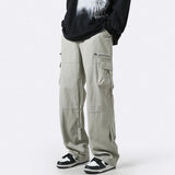 Cargo Pants Men Zipper Oversize Wide Leg Trousers Male Streetwear Hip Hop Casual Korean Japanese Pocket Safari Style