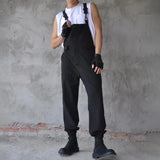 Eoior  Men'S Japanese Dark Trend Jumpsuit  Autumn New Fashion Loose Hip-Hop Casual Comfortable Simple Solid Color Work Overalls