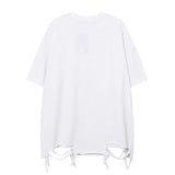 Eoior  Hi Street Summer Neck Chains T shirt Harakuju Streetwear Ripped Top Tees For Male Vintage Oversized